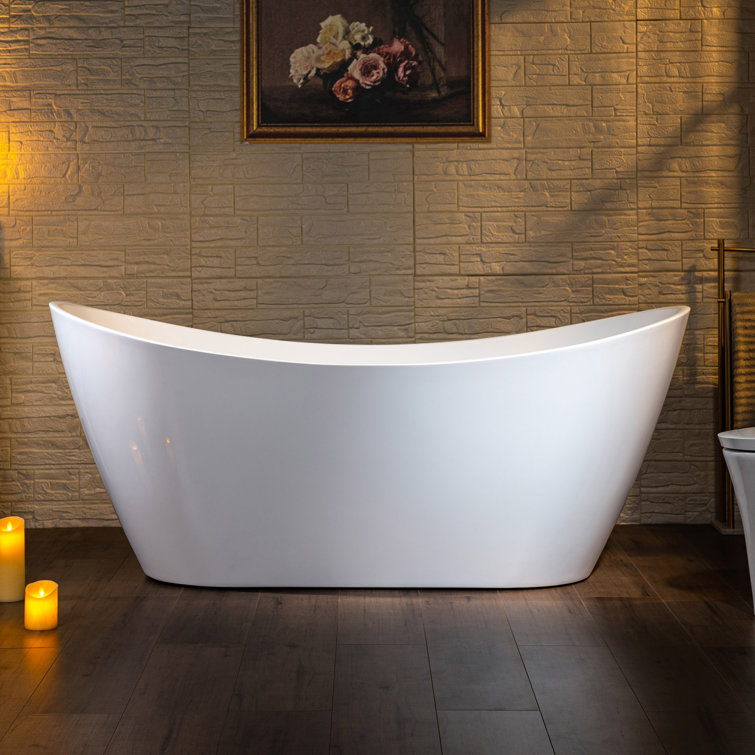 67'' White Acrylic Freestanding Double Slipper Bathtub