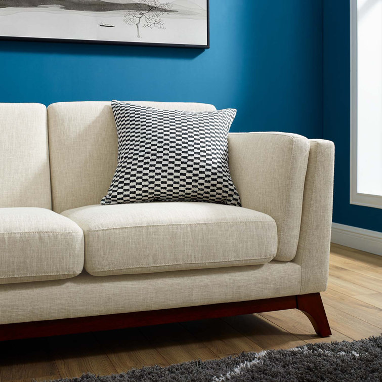 Chance Beige Fabric Sofa with Flared Arms and Removable Cushions