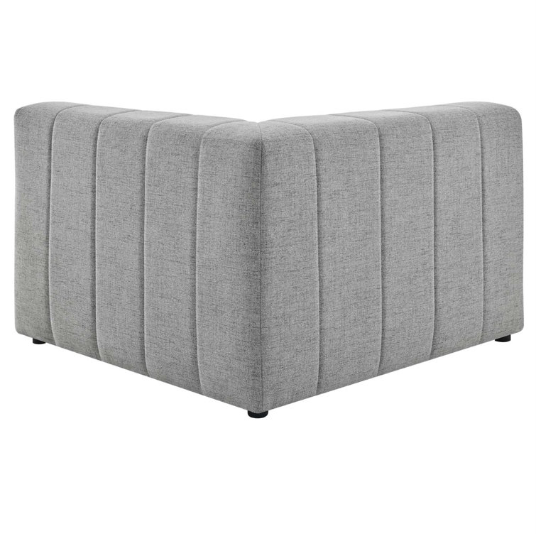 Light Gray Tufted Fabric Three-Piece Sectional Sofa