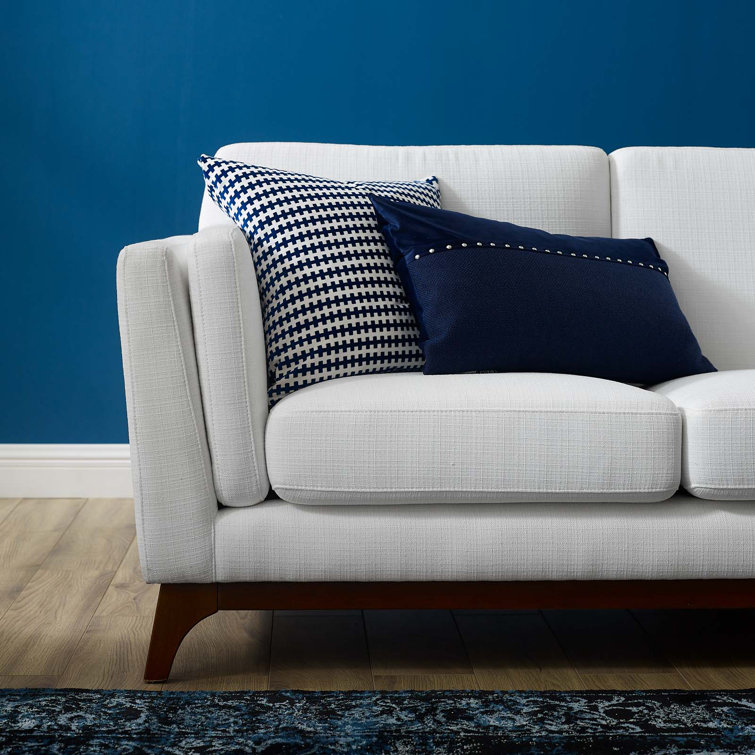 Chance 83.5'' White Fabric Sofa with Removable Cushions and Wood Frame