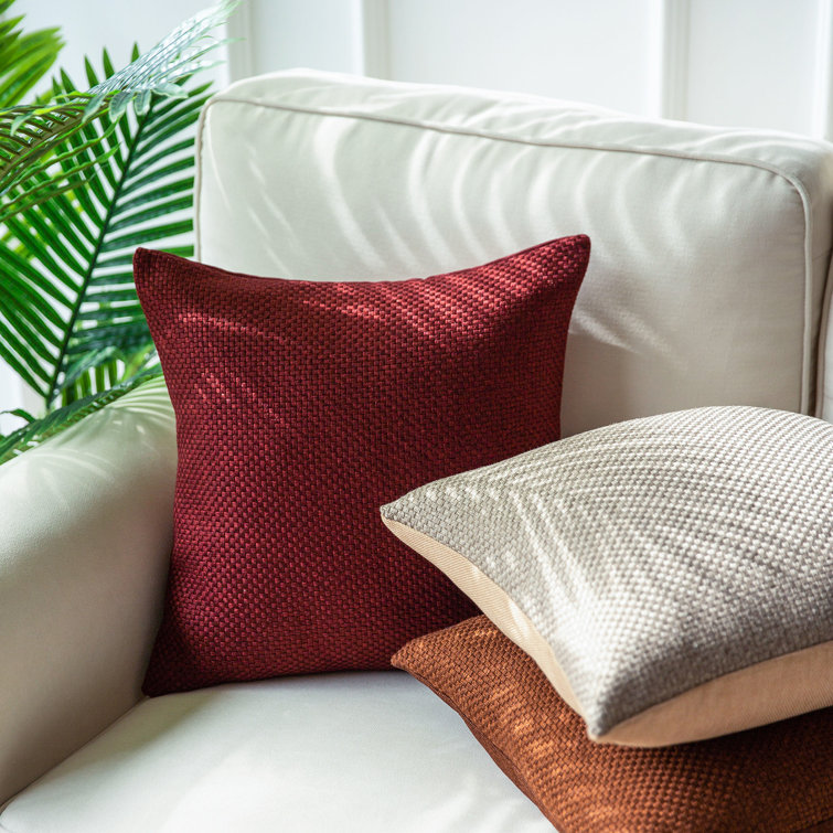 Blue Polyester Reversible Square Throw Pillow Set