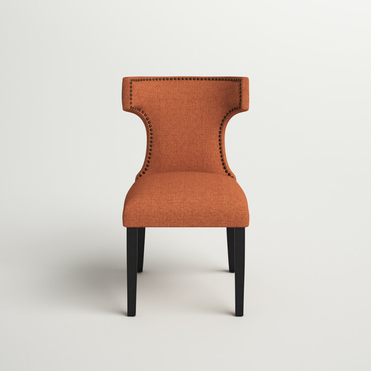 Burnt Orange High-Back Parsons Dining Chair with Tapered Wood Legs