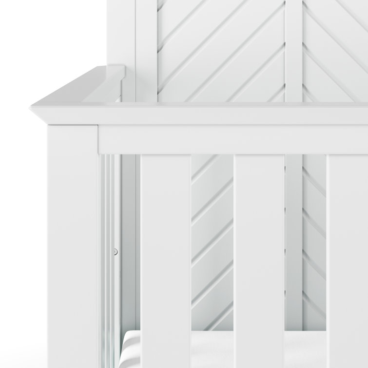 Matte White Chevron Patterned 4-in-1 Convertible Baby Crib