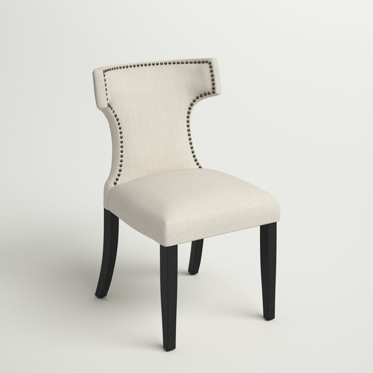 Beige Hourglass Parsons Side Chair with Nailhead Trim