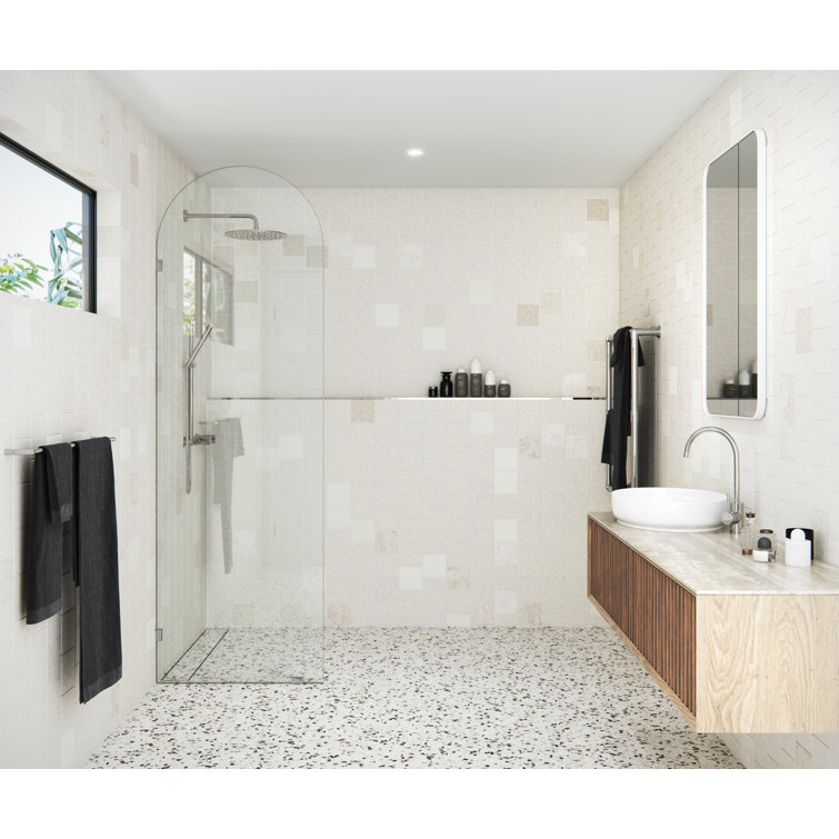 Venus 28" x 86.75" Frameless Arched Glass Shower Panel with Polished Chrome Hardware