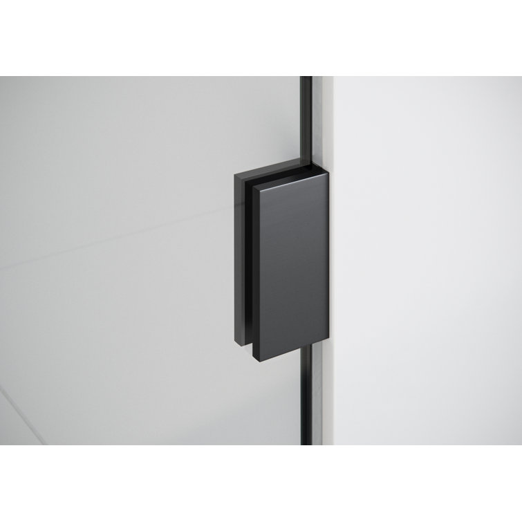 Black Frameless Glass Shower Bath Door with Brass Hardware