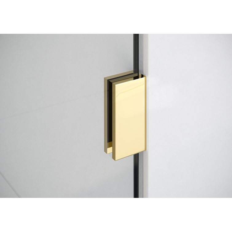 Halo 48.5 in x 58.25 in Frameless Glass Bathtub Door with Brass Hardware