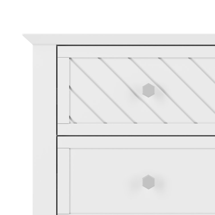 Matte White Chevron Pattern 3-Drawer Nursery Dresser
