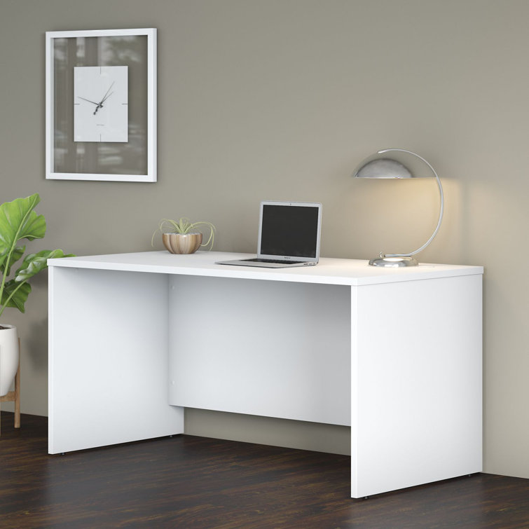 Transitional White 72" Home Office Desk with Cable Management