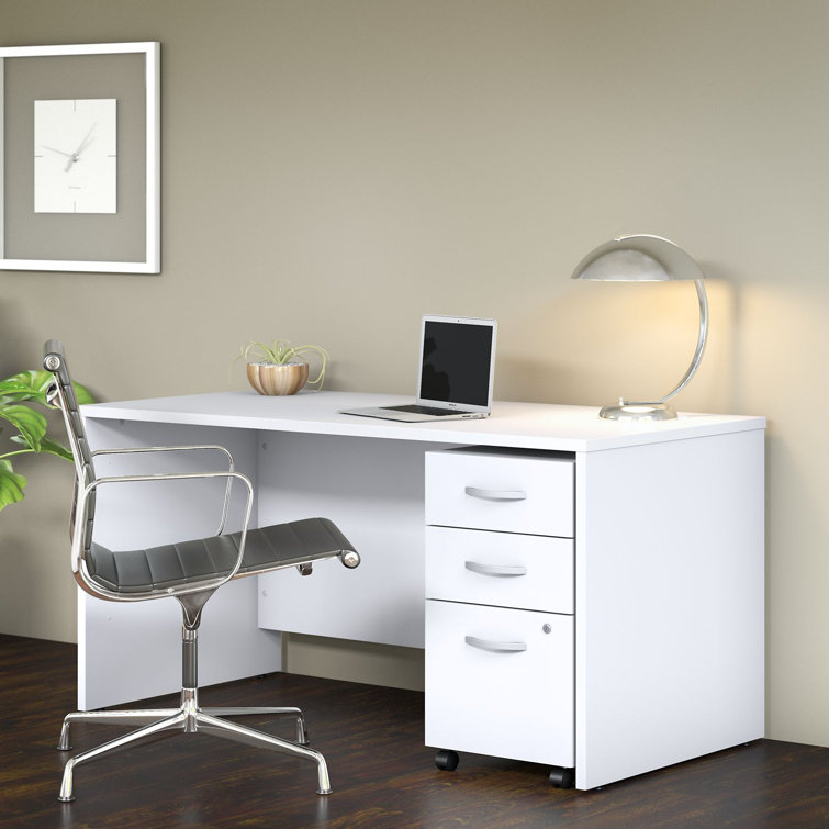 Transitional White 72" Home Office Desk with Cable Management