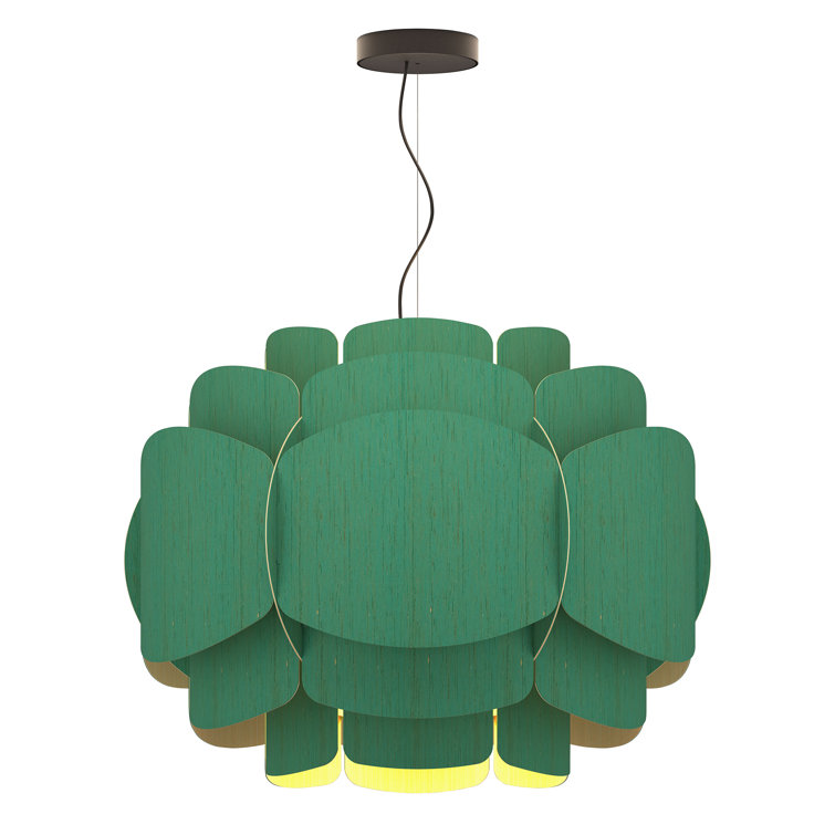 Bella Light Petrol 30" Reconstructed Wood Veneer 1-Light Pendant