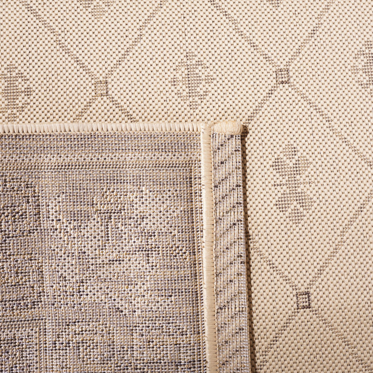 Natural Brown Floral Motif Outdoor Area Rug