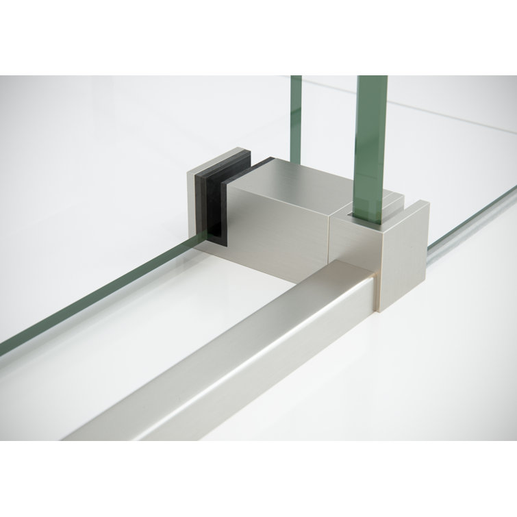 Equinox 60" Frameless Bronze Tinted Sliding Bathtub Door with Nickel Finish