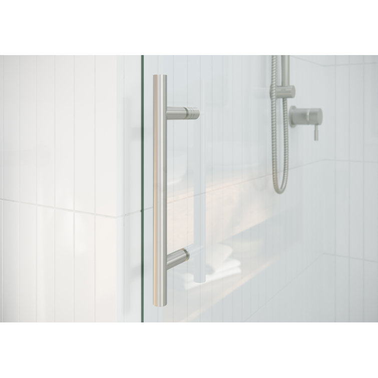 Equinox 60" Frameless Bronze Tinted Sliding Bathtub Door with Nickel Finish