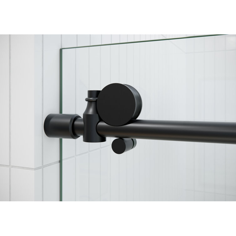Matte Black Frameless Sliding Glass Shower Enclosure, 48 x 78 inches