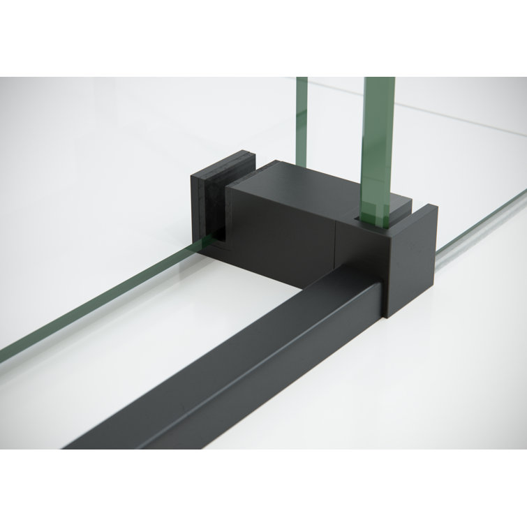 Matte Black Frameless Sliding Glass Shower Enclosure, 48 x 78 inches