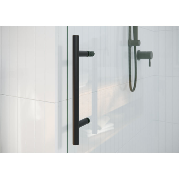 Matte Black Frameless Sliding Glass Shower Enclosure, 48 x 78 inches