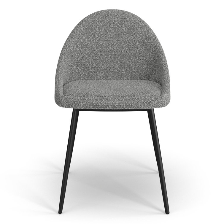 Gray Bouclé Upholstered Dining Chairs with Metal Legs, Set of 2