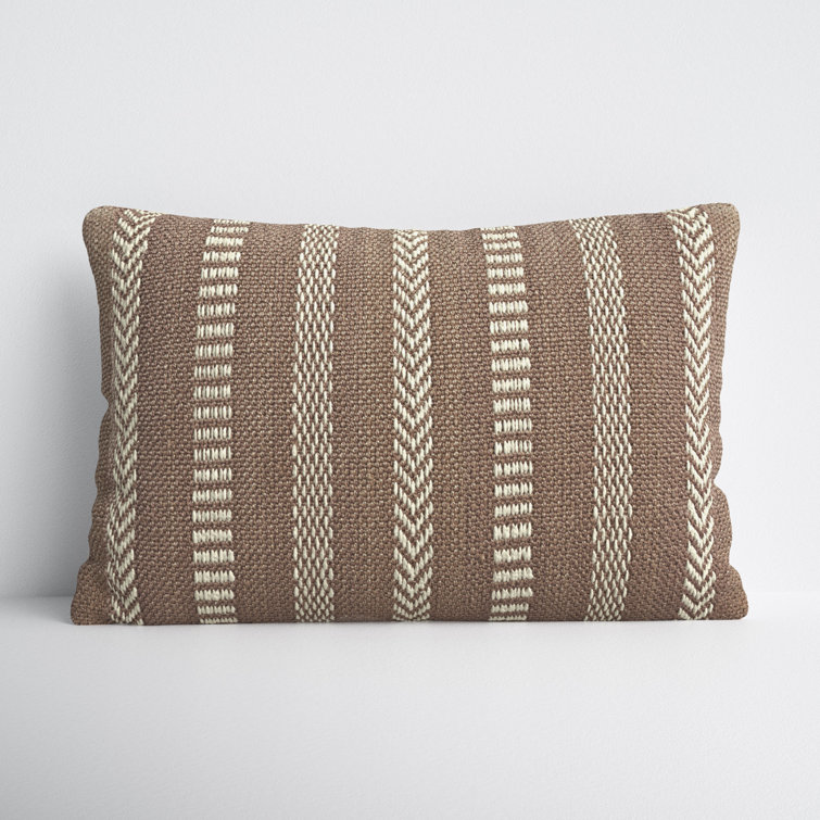 Taupe and Beige Embroidered Rectangular Lumbar Pillow