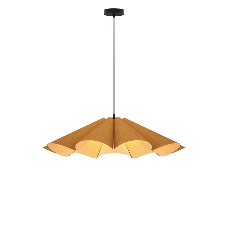 Petribi Wood Veneer 32" Wide Pendant Light in Brown