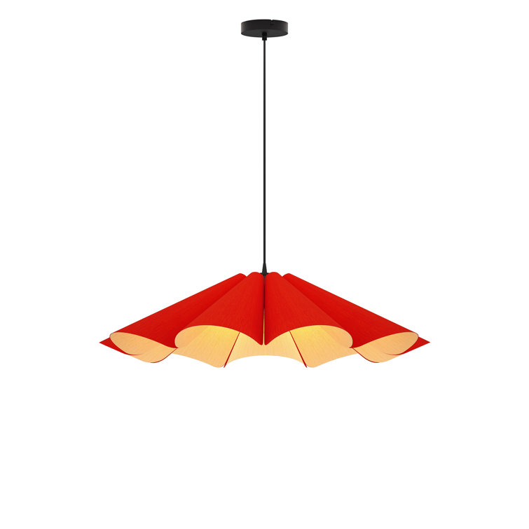 Delfina 24" Red Reconstructed Wood Veneer 1-Light Pendant
