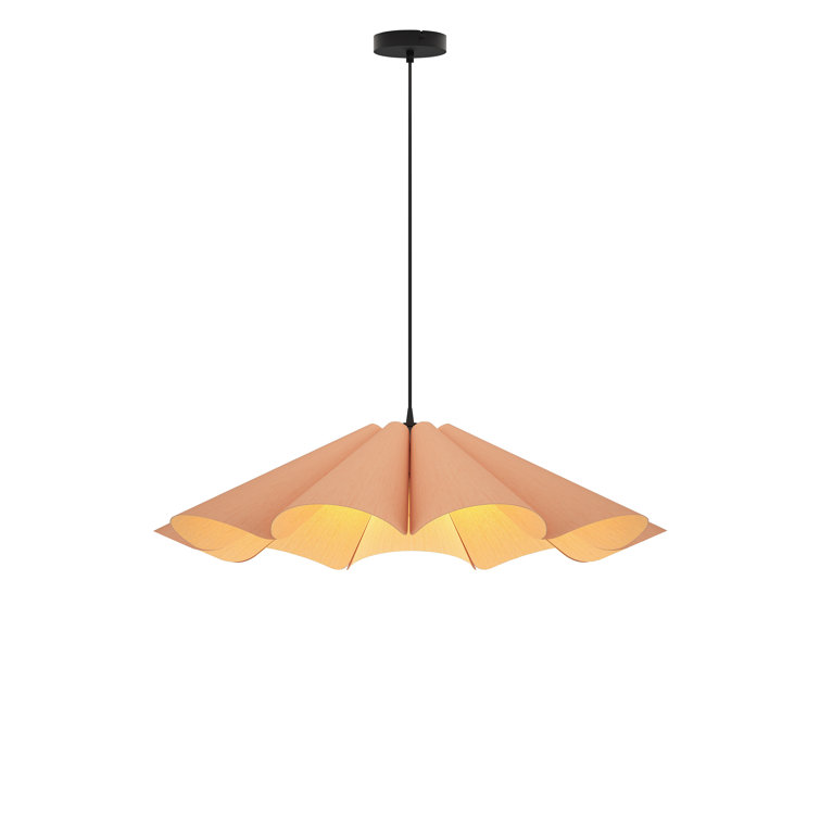 Delfina 24" Rose Shade Reconstructed Wood Veneer Pendant Light