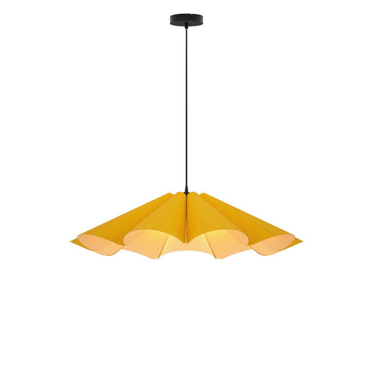 Delfina Yellow Reconstructed Wood 32" Wide Single Pendant Light