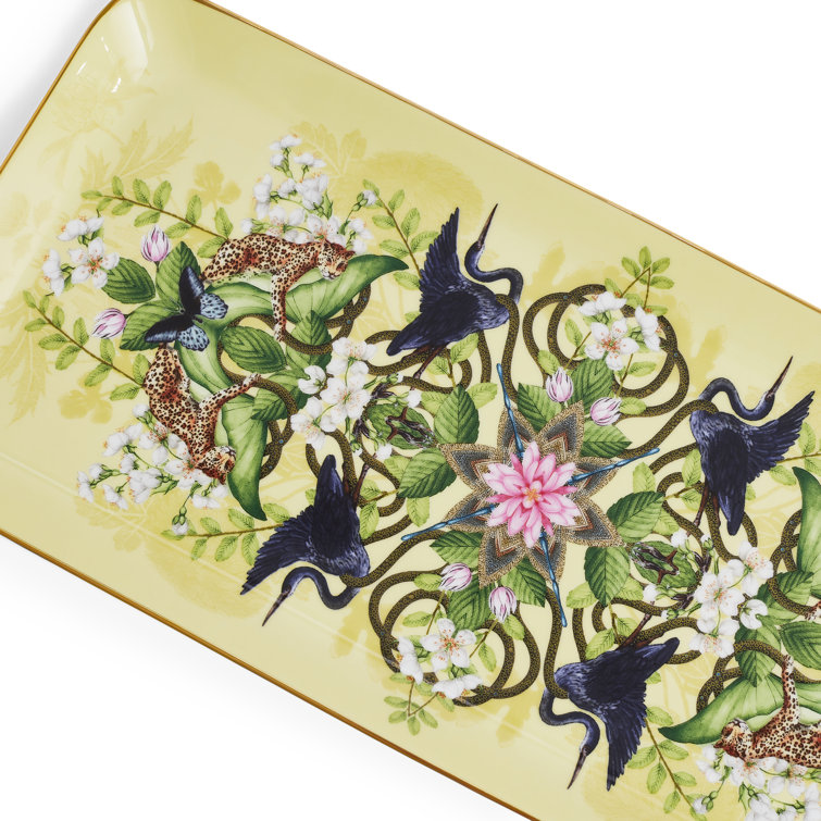 Colorful Floral and Animal Print Bone China Tray