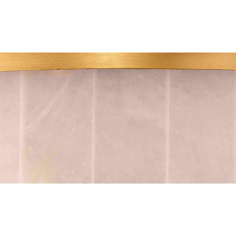 Large Brass and Alabaster Drum Flush Mount Ceiling Light