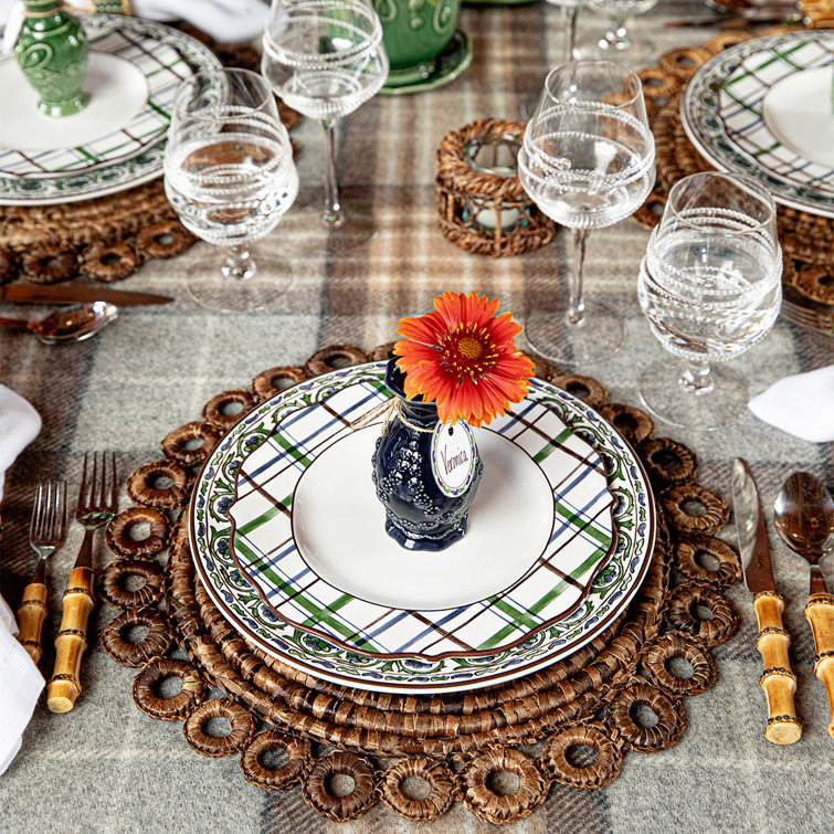 Natural Hand-Woven Rattan Scallop Ring Placemat