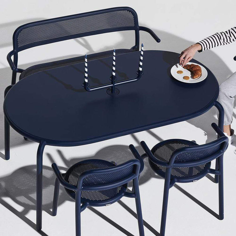 Dark Ocean Powder-Coated Aluminum Dining Table