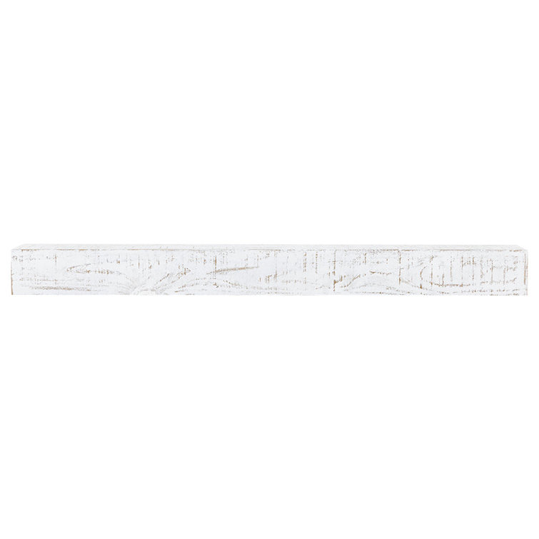 Hatteras Whitewash Pine Wood Floating Fireplace Mantel Shelf - 48 Inch