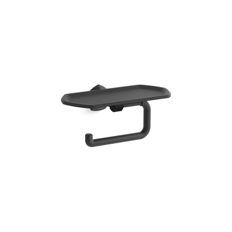 Matte Black Wall Mounted Toilet Paper Holder with Tray