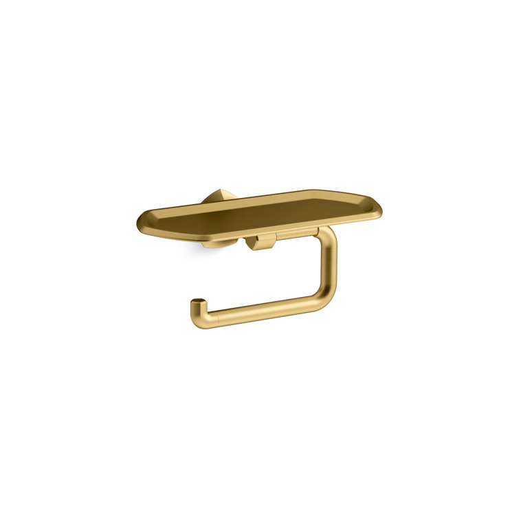Gold Modern Brass Toilet Paper Holder with Tray
