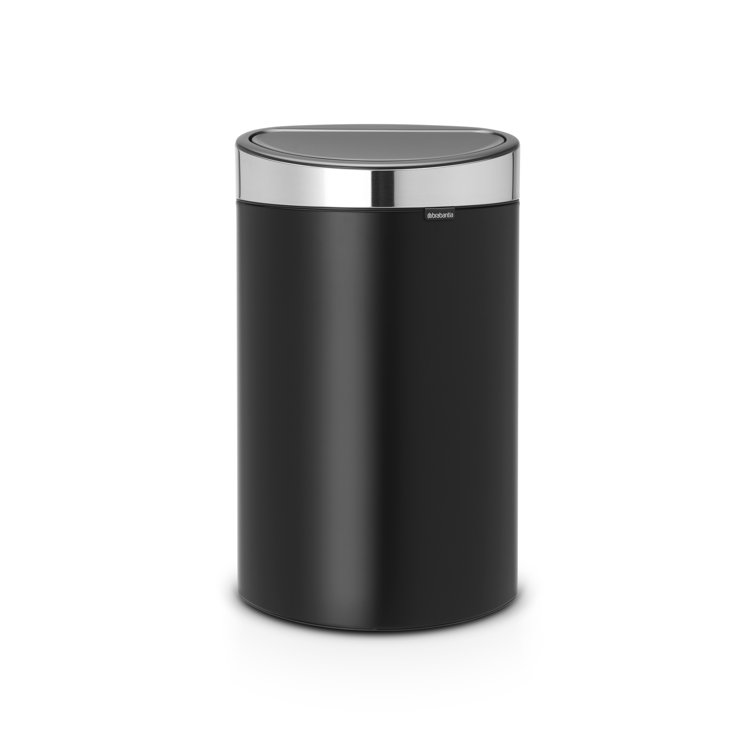 Matte Black and Stainless Steel 10.6 Gallon Touch Bar Trash Can