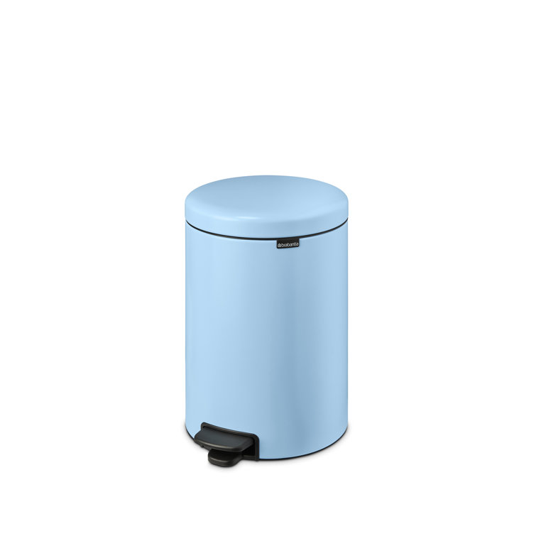 Dreamy Blue Plastic Round Pedal Trash Can, 1.3 Gallon