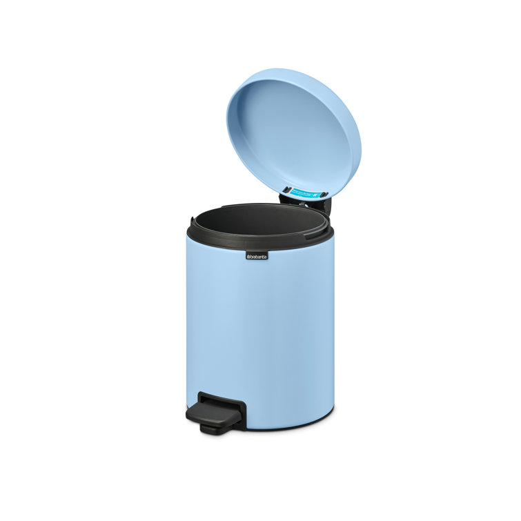 Dreamy Blue Plastic Round Pedal Trash Can, 1.3 Gallon