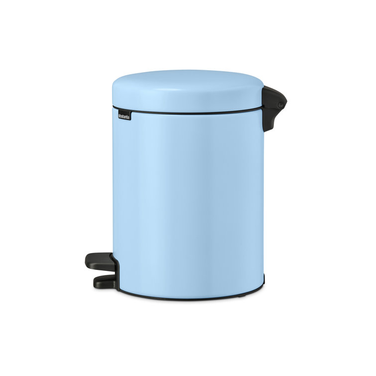 Dreamy Blue Plastic Round Pedal Trash Can, 1.3 Gallon