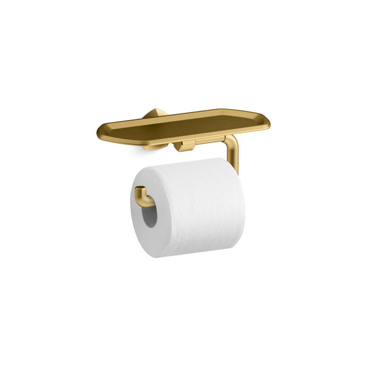 Gold Modern Brass Toilet Paper Holder with Tray