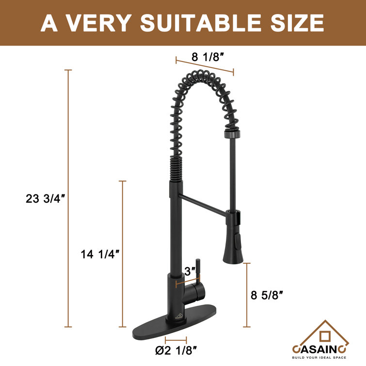 Matte Black Pull-Down Kitchen Faucet with Dual-Function Spray Head