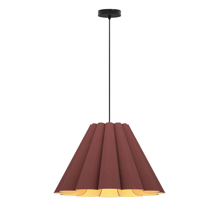 Elegant Violet 23" Wide Incandescent Pendant with Reconstructed Wood Veneer Shade