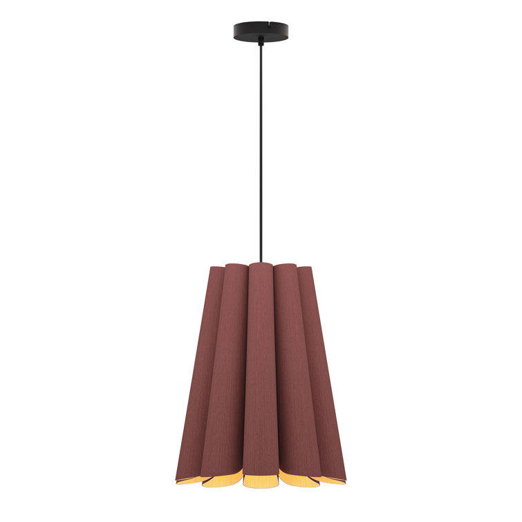 Violet Reconstructed Wood Veneer Pendant Light with Black Canopy