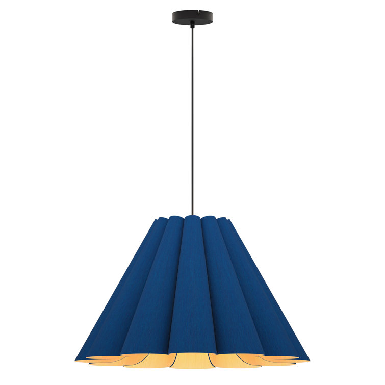 Lora Blue Black 28" Wide Reconstructed Wood Veneer LED Pendant Light