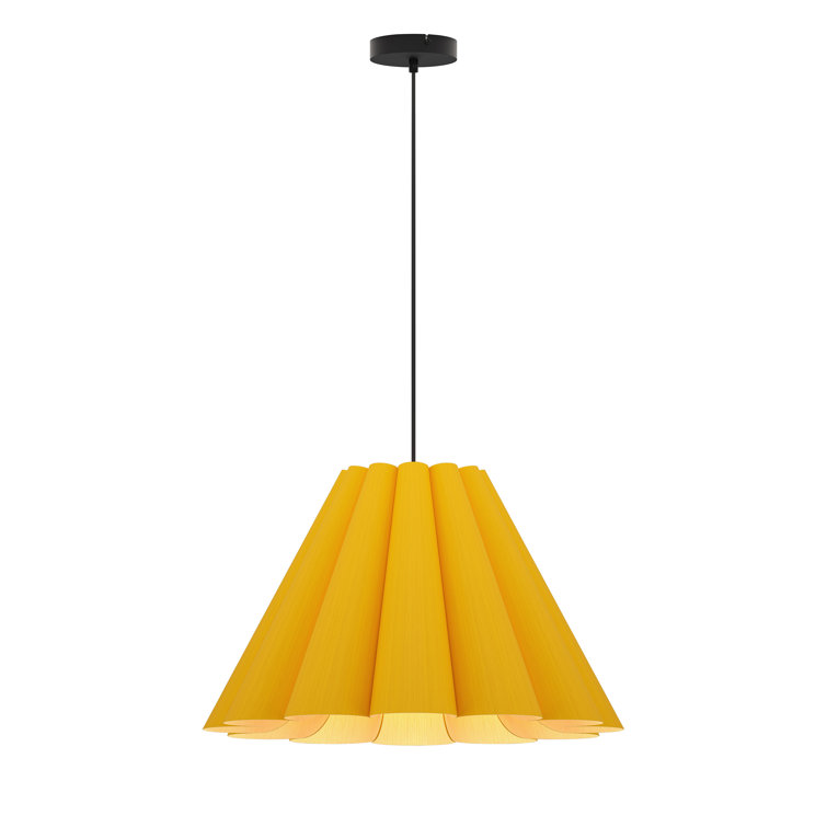 Lora Yellow 23" Wide Reconstructed Wood Veneer LED Pendant