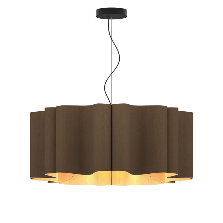 Ebony Elegance 32" Wide Reconstructed Wood Veneer Drum Pendant