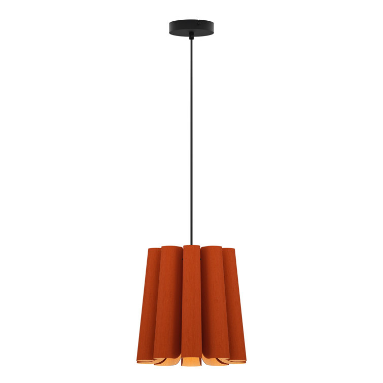 Terracotta Mini Drum Pendant Light with Recycled Wood Veneer Shade