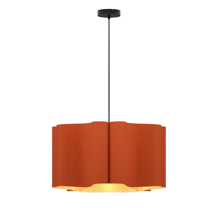 Terracotta Drum 1-Light Pendant with Black Glass Canopy