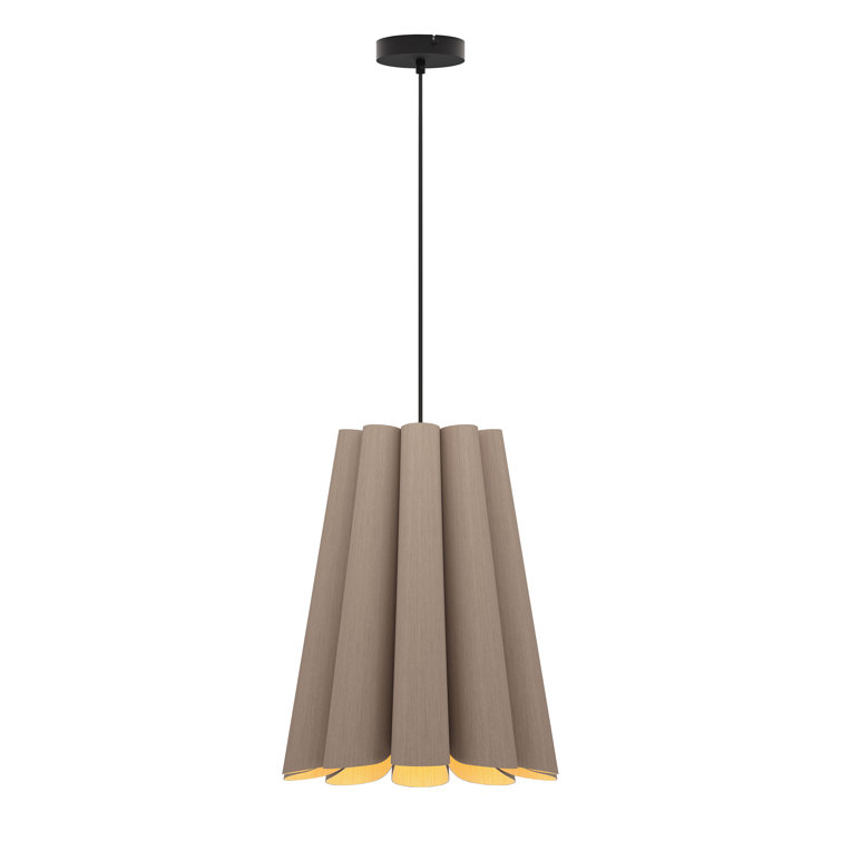 Gray Oak and Black Reconstructed Wood Veneer Single Pendant Light