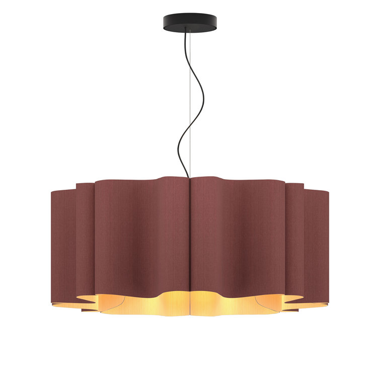 Violet Reconstructed Wood Veneer Drum Pendant Light