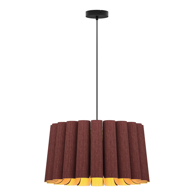 Violet Drum Pendant Light with Recycled Wood Veneer Shade